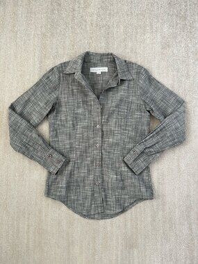 Lesley Evers Cotton Long Sleeve Button Up Work Shirt Top XS
